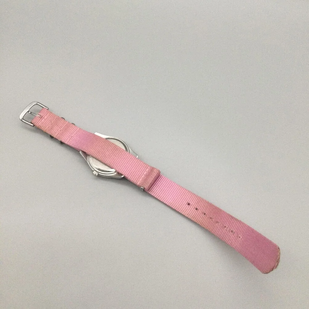 TOKYObay Womens Watch 32mm Pink Dial Nylon CRACKED CRYSTAL New Battery